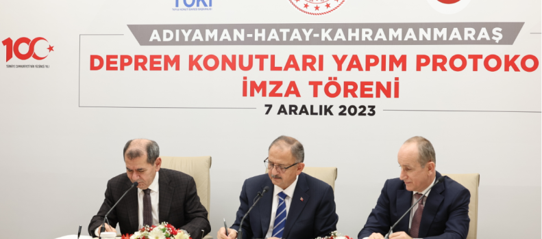 Bakan Mehmet Özhaseki, Galatasaray Spor Kulübü Başkanı Dursun Özbek ile Deprem Konutları Yapım Protokolü’ ne İmza Attı